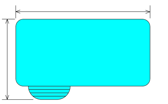animated image of a Titan Pool Reel working on a rectangle pool with steps on the side