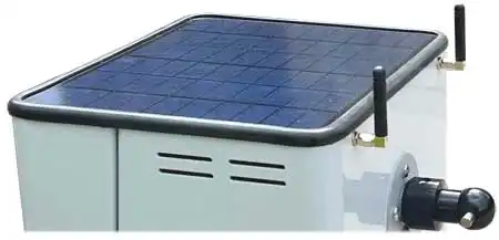 The Titan Solar Swimming Pool Reel The Titan Swimming Pool Reel's solar panel and twin receiving antennas