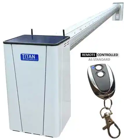 The Titan Swimming Pool Reel Titan Pool Reel showing both end stands and the main tube